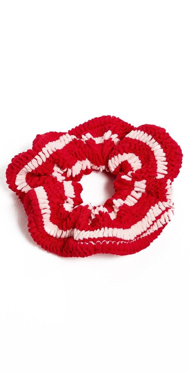 Hunza G T Stripe Crinkle Red/White Scrunchie Red/White