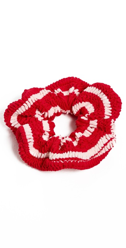 Hunza G T Stripe Crinkle Red/White Scrunchie Red/White