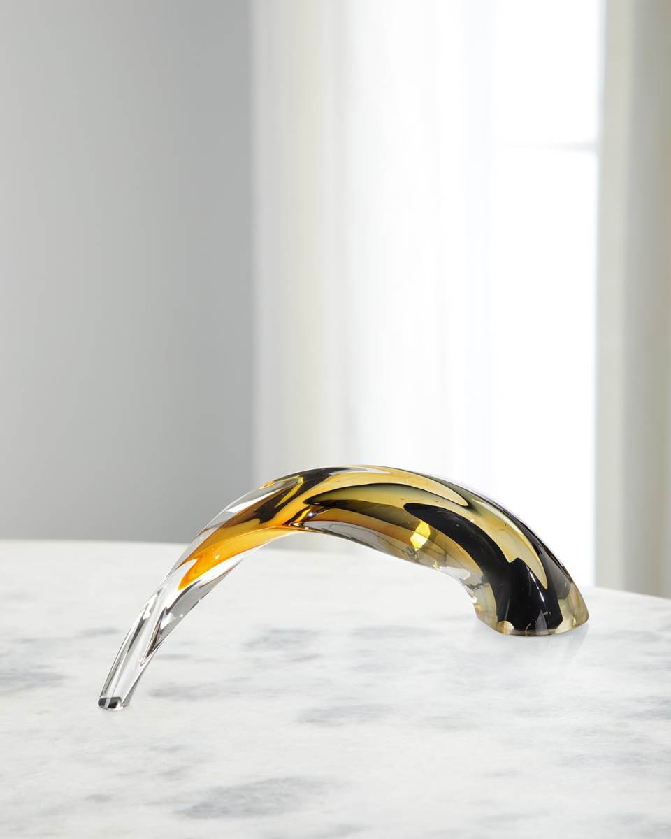 Hand-Blown Black And Amber Arch Sculpture II