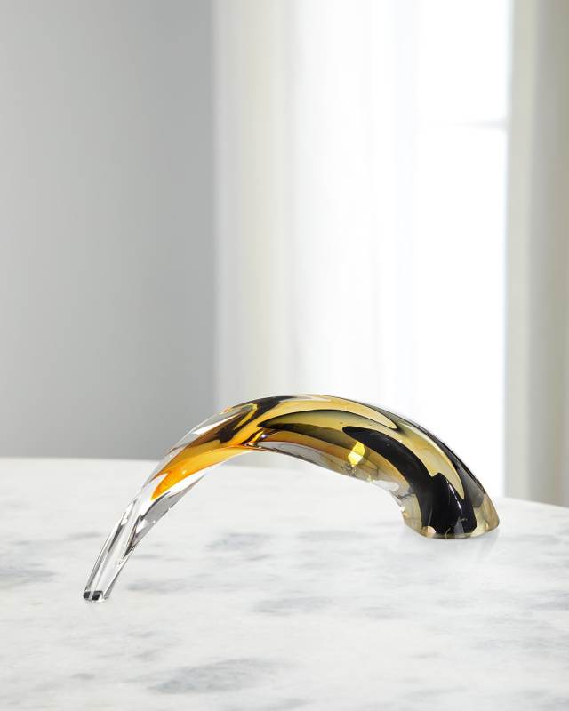 Hand-Blown Black And Amber Arch Sculpture II