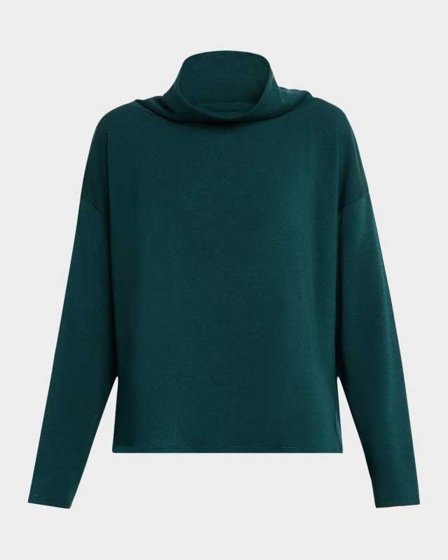 Cowl-Neck Brushed Terry Top