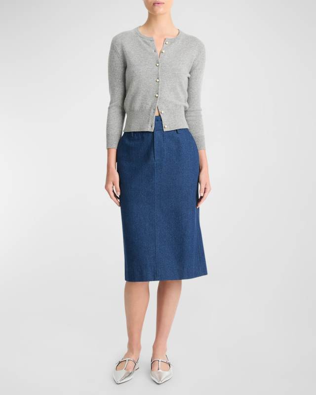 Wool and Cashmere Pearly Button Cardigan