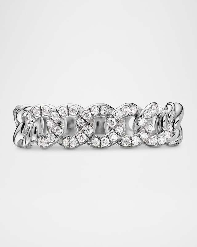 Belmont Curb Link Band Ring with Diamonds in Silver, 5mm