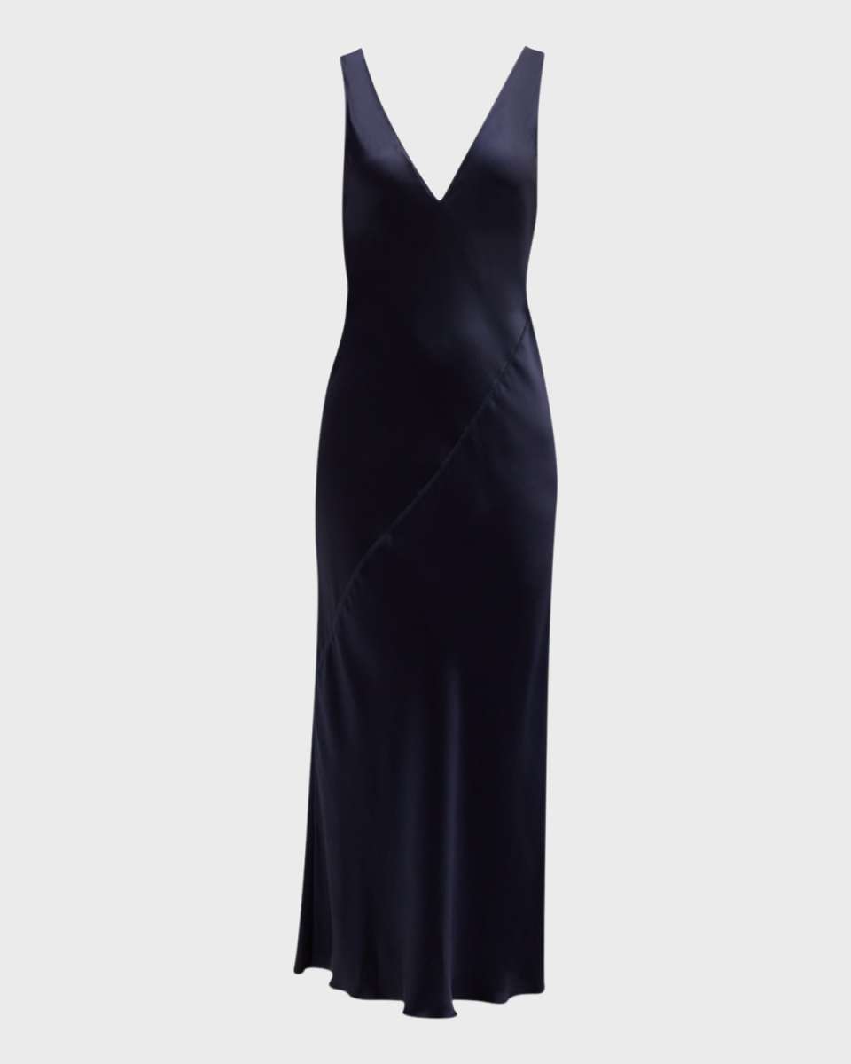 Silk Charmeuse Bias Sleeveless Midi Dress