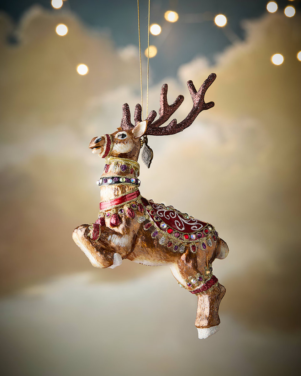 Dancer Reindeer Glass Christmas Ornament