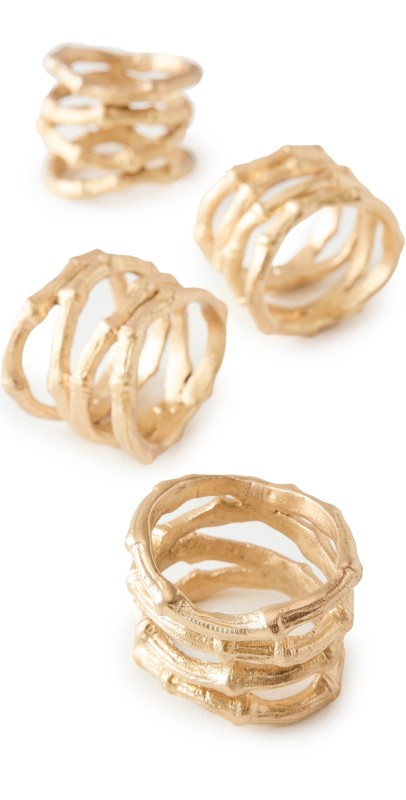 Kim Seybert Bamboo Napkin Ring Set of 4 Gold