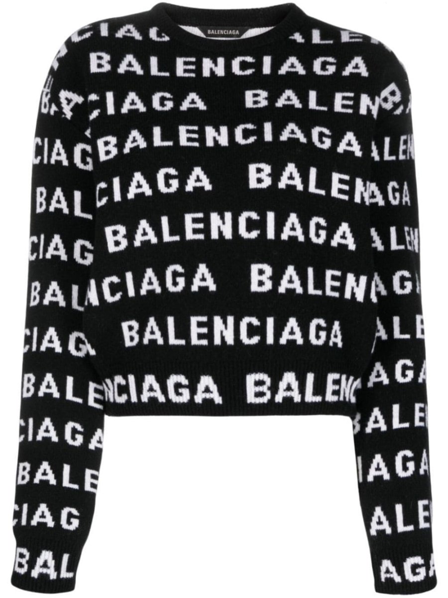 intarsia-logo crew-neck jumper