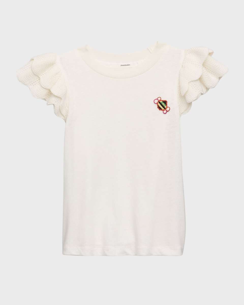 Girl's Junie Frill-Trim Linen Top, Size 1-