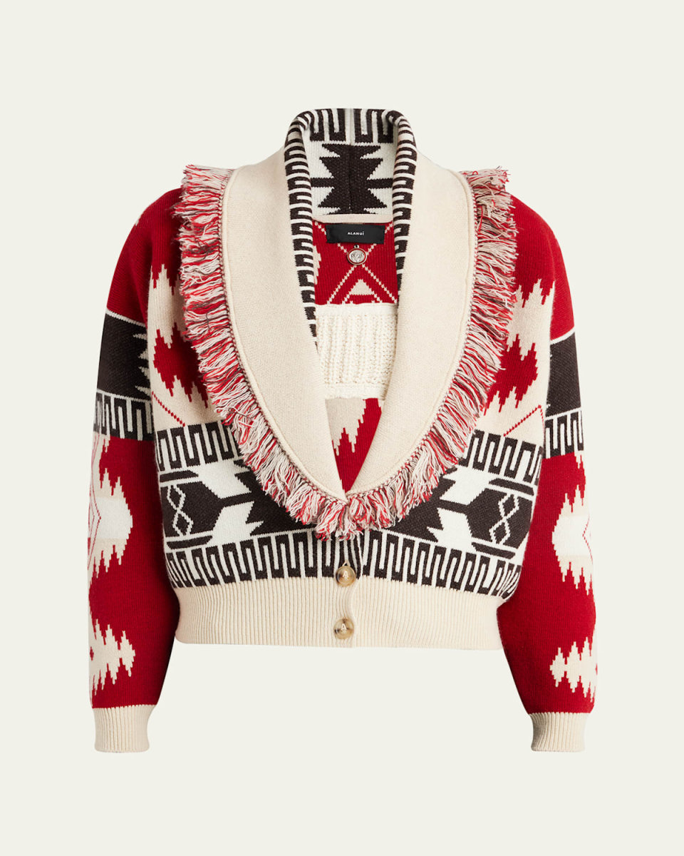 Icon Jacquard Wool-Cashmere Cardigan Bomber