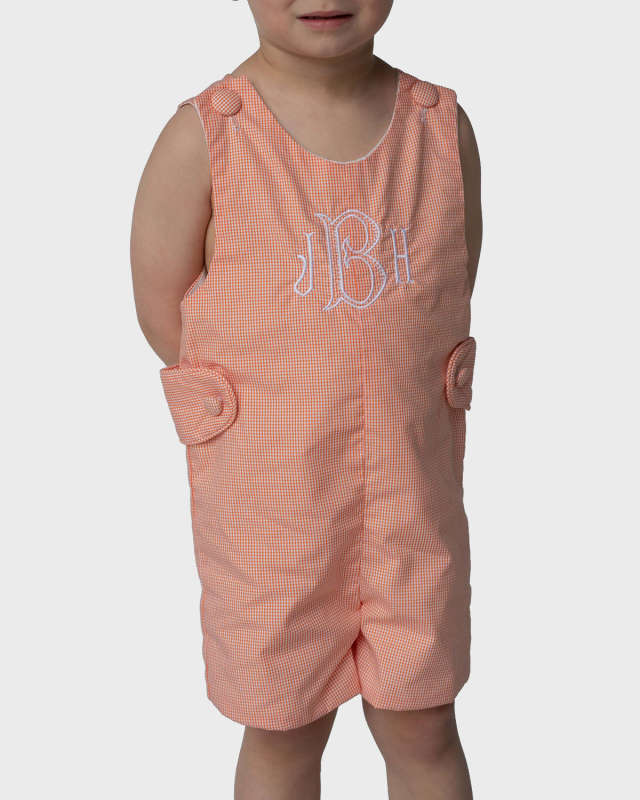 Gingham Jon Jon - Monogram Option, Size 3 Months-3