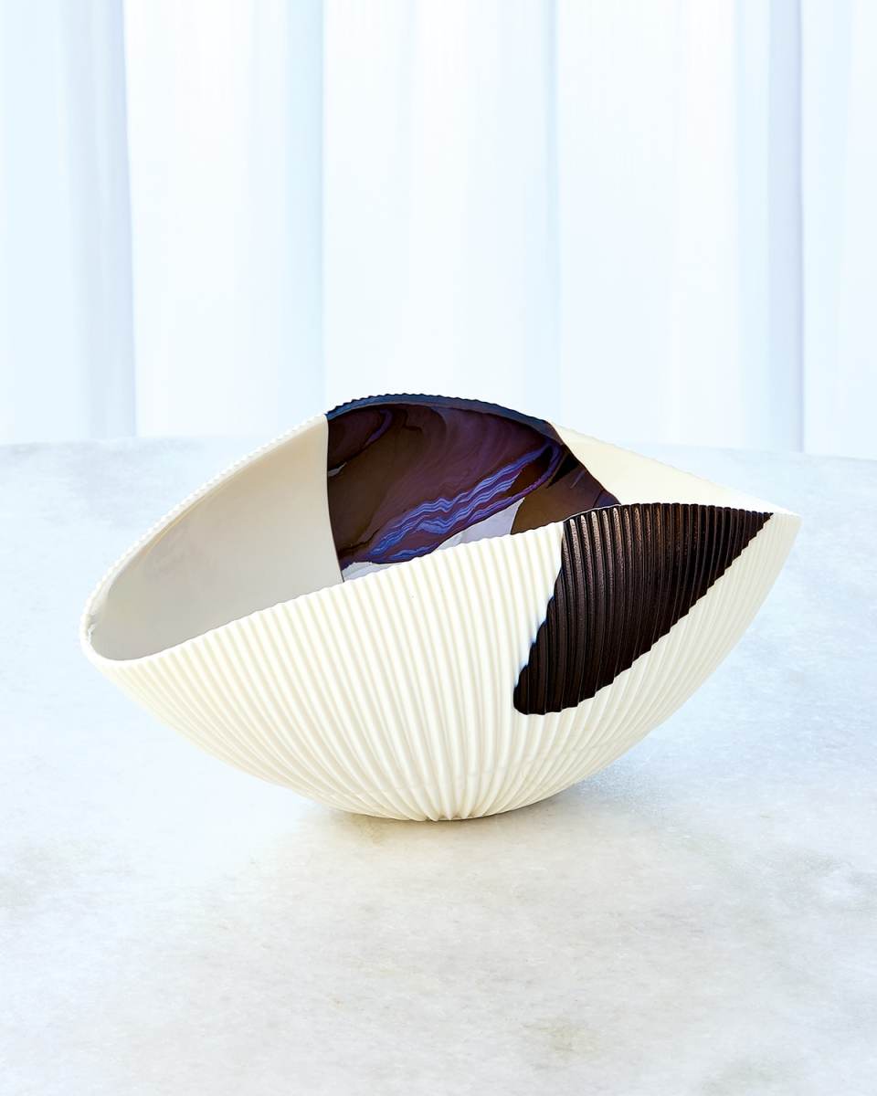 Large Folded Bowl, Beige/Brown