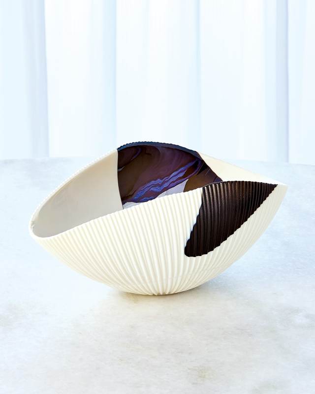 Large Folded Bowl, Beige/Brown