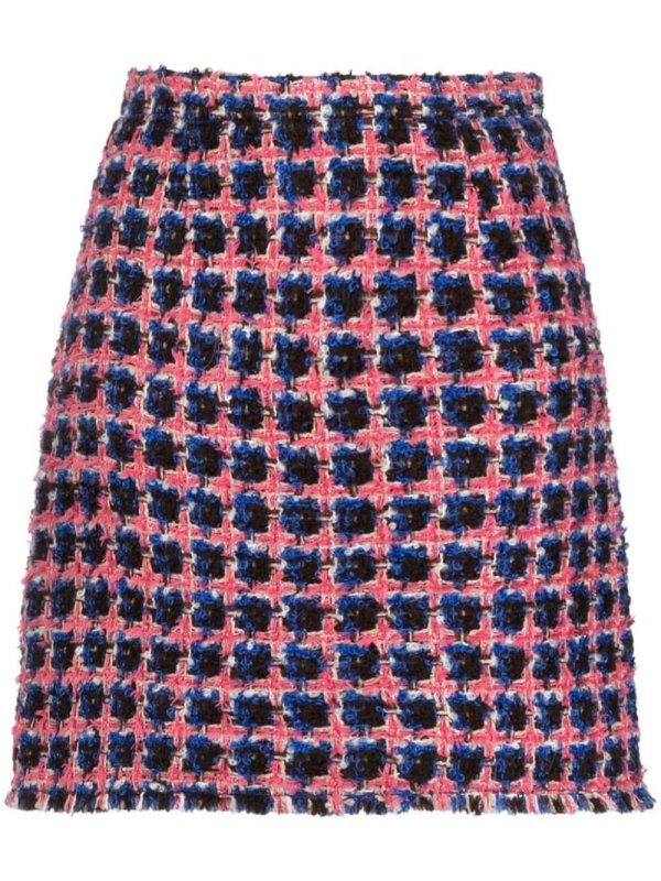 high-waisted bouclé miniskirt