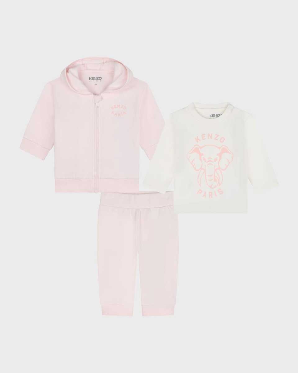 Girl's Logo & Animal-Print Three-Piece Set, Size 3M-18