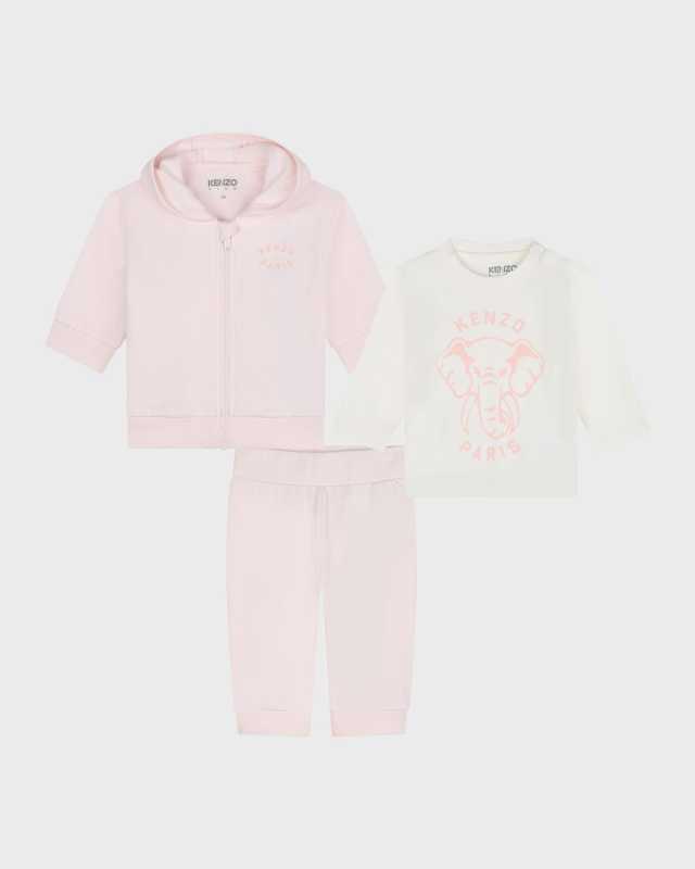 Girl's Logo & Animal-Print Three-Piece Set, Size 3M-18