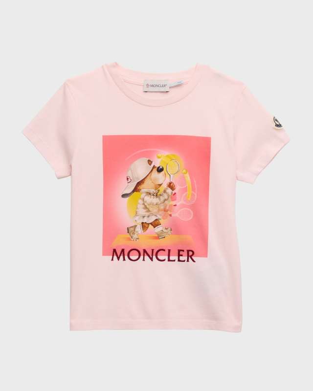 Girl's Bear Playing Tennis T-Shirt, Size 8-14