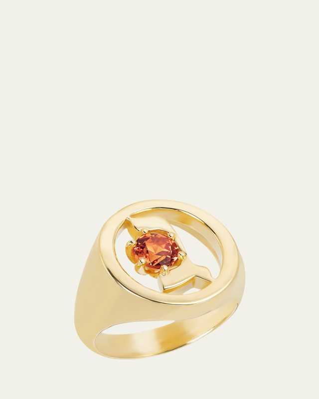 18K Gold Hebrew GIMEL Initial Signet Ring