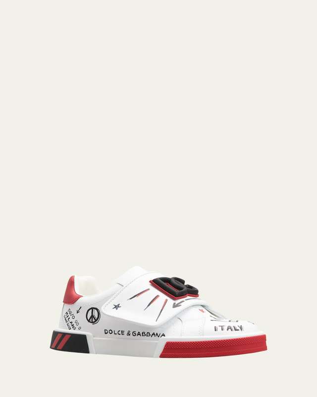 Kid's DG Graffiti Logo Low-Top Sneakers, Size 37-38
