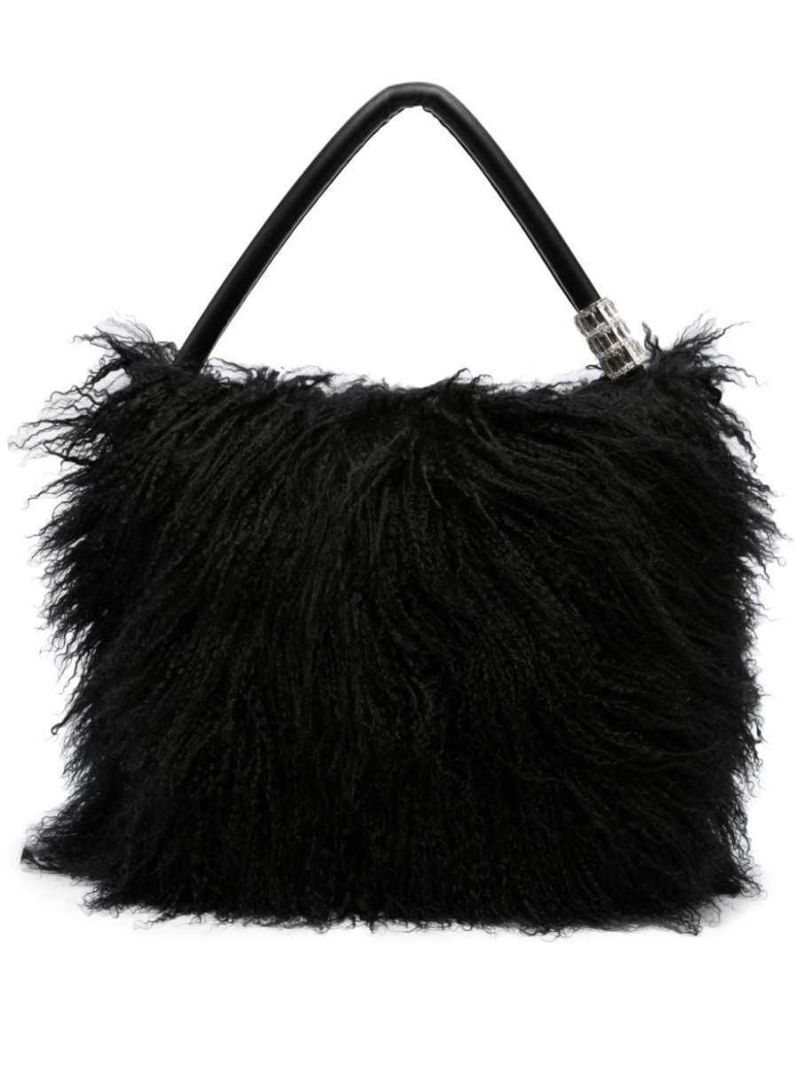 crystal-embellished shearling shoulder bag