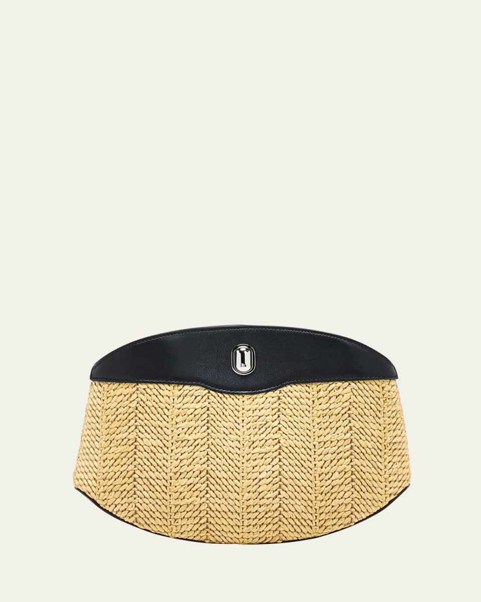 Tondo Raffia and Leather Crossbody Bag