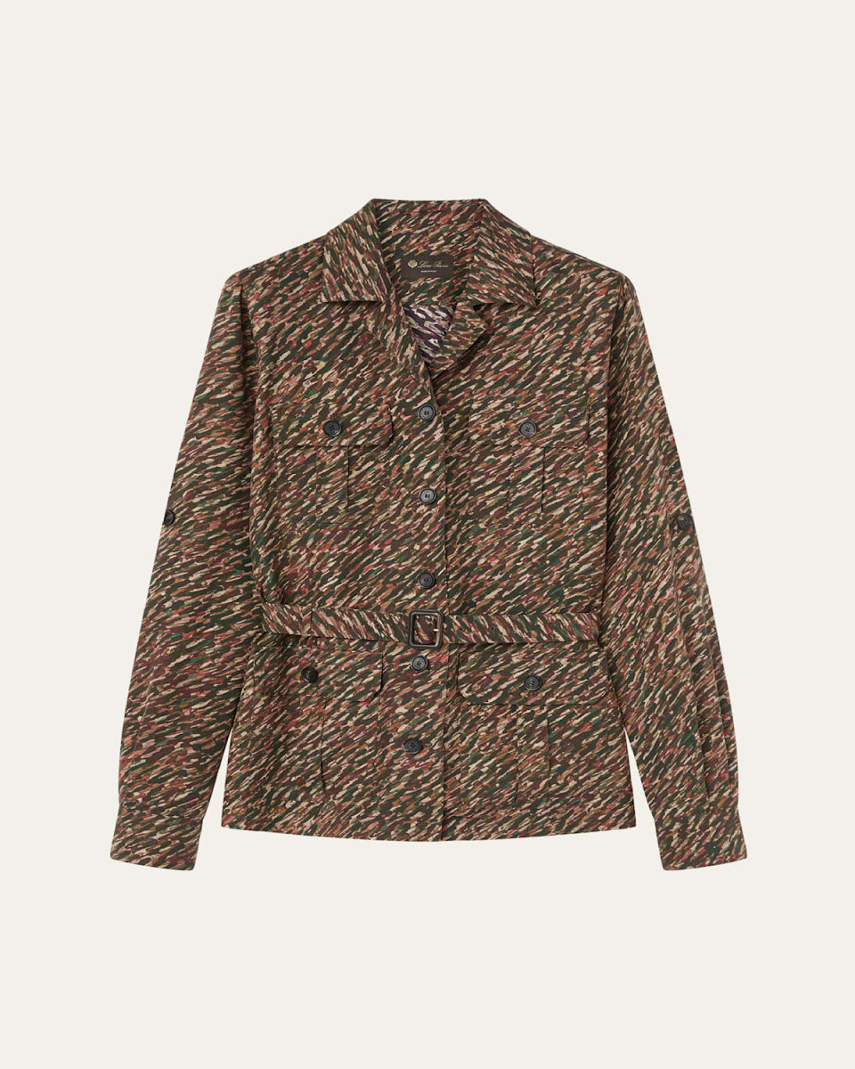 Deanna Belted Andre-Print Shirt Jacket