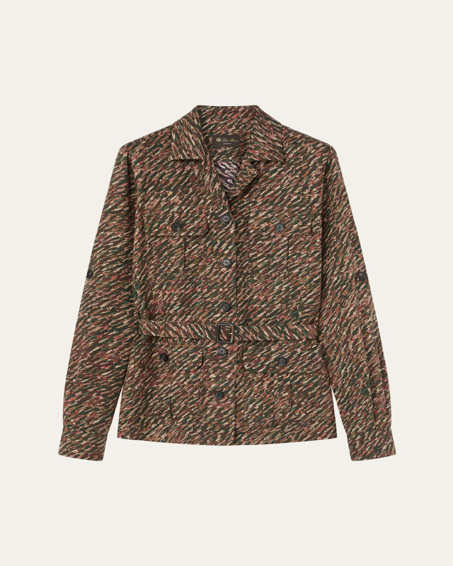Deanna Belted Andre-Print Shirt Jacket