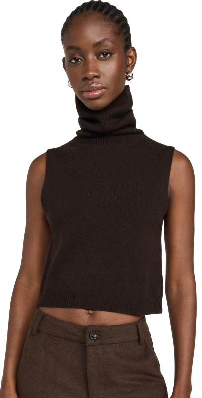 Leset Zoe Sleeveless Turtleneck Chocolate