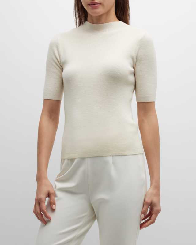 Marie Mock-Neck Short-Sleeve Sweater