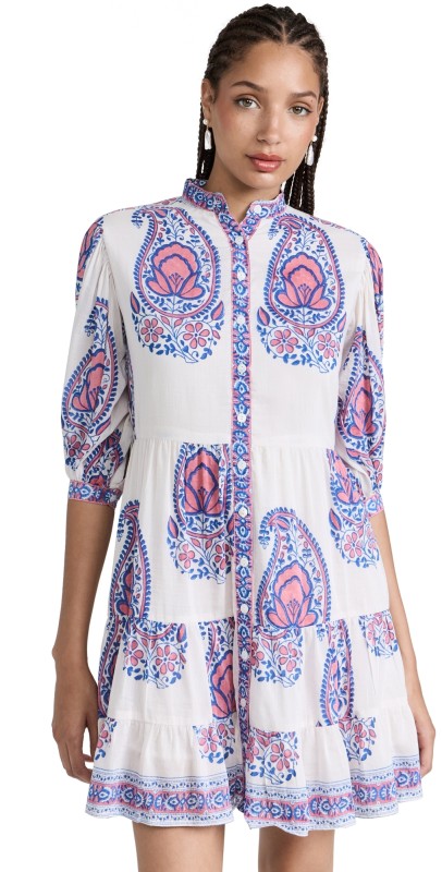 Bell Catlyn Mini Dress Blue and Pink Paisley