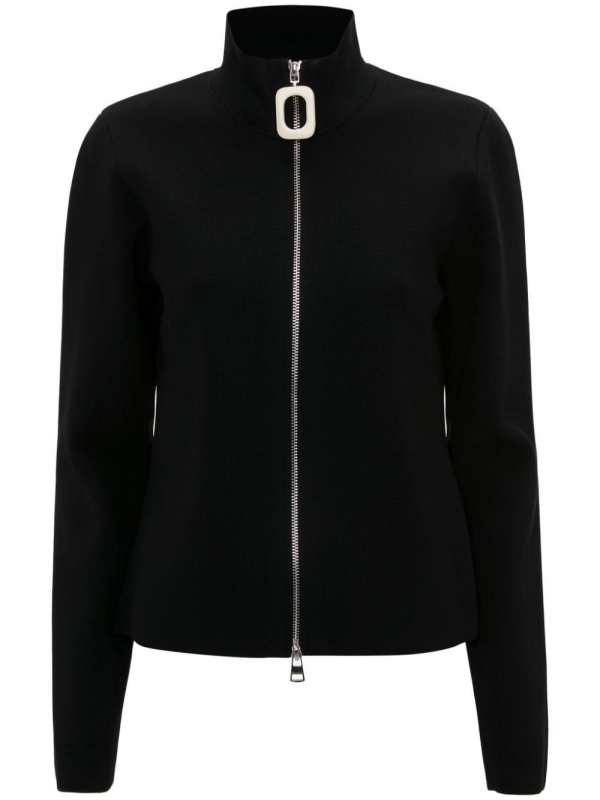 zip-up fine-knit cardigan