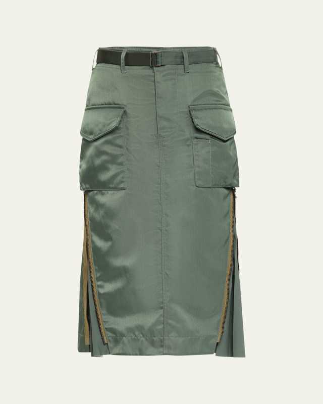 Belted Cargo Midi Skirt