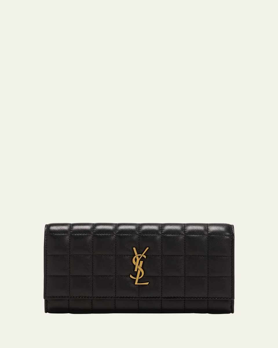 YSL Monogram Large Flap Wallet in Quilted Leather