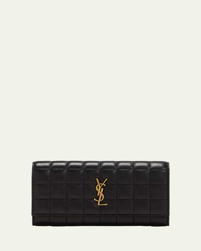 YSL Monogram Large Flap Wallet in Quilted Leather