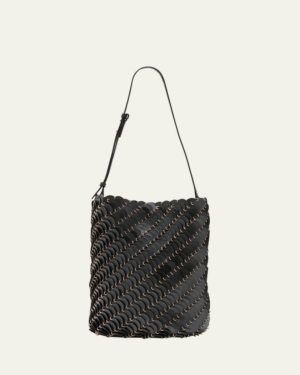 Large Disc-Link Leather Bucket Bag