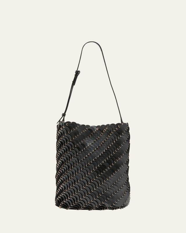Large Disc-Link Leather Bucket Bag