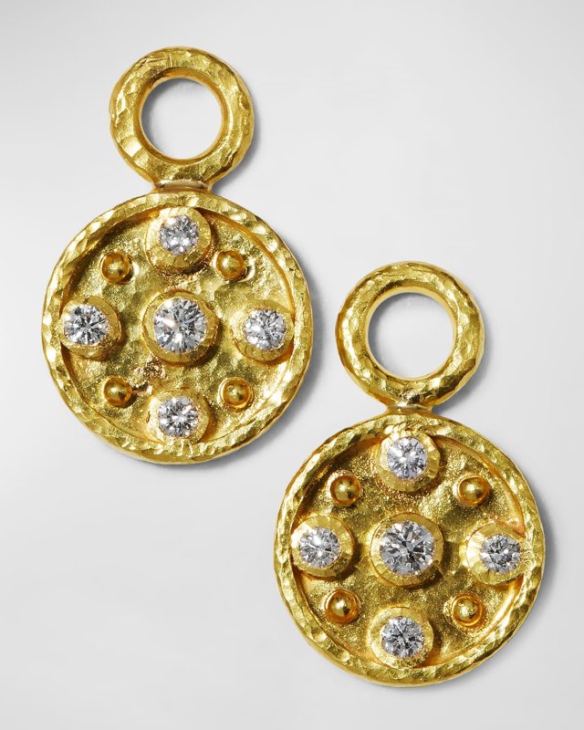 19k Gold Diamond Disc Earring Pendants