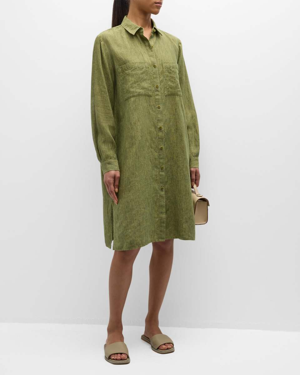 Petite Button-Down Organic Linen Shirtdress