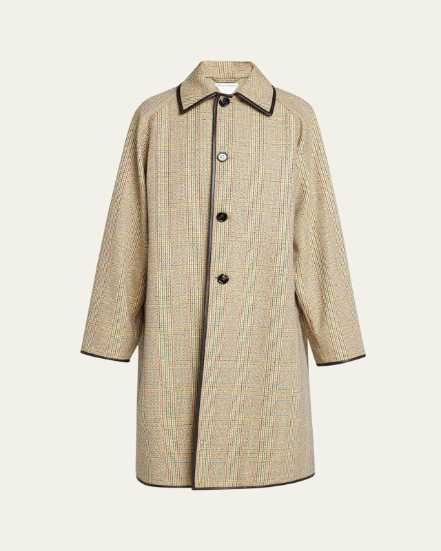 Distorted Prince Of Wales Wool Coat