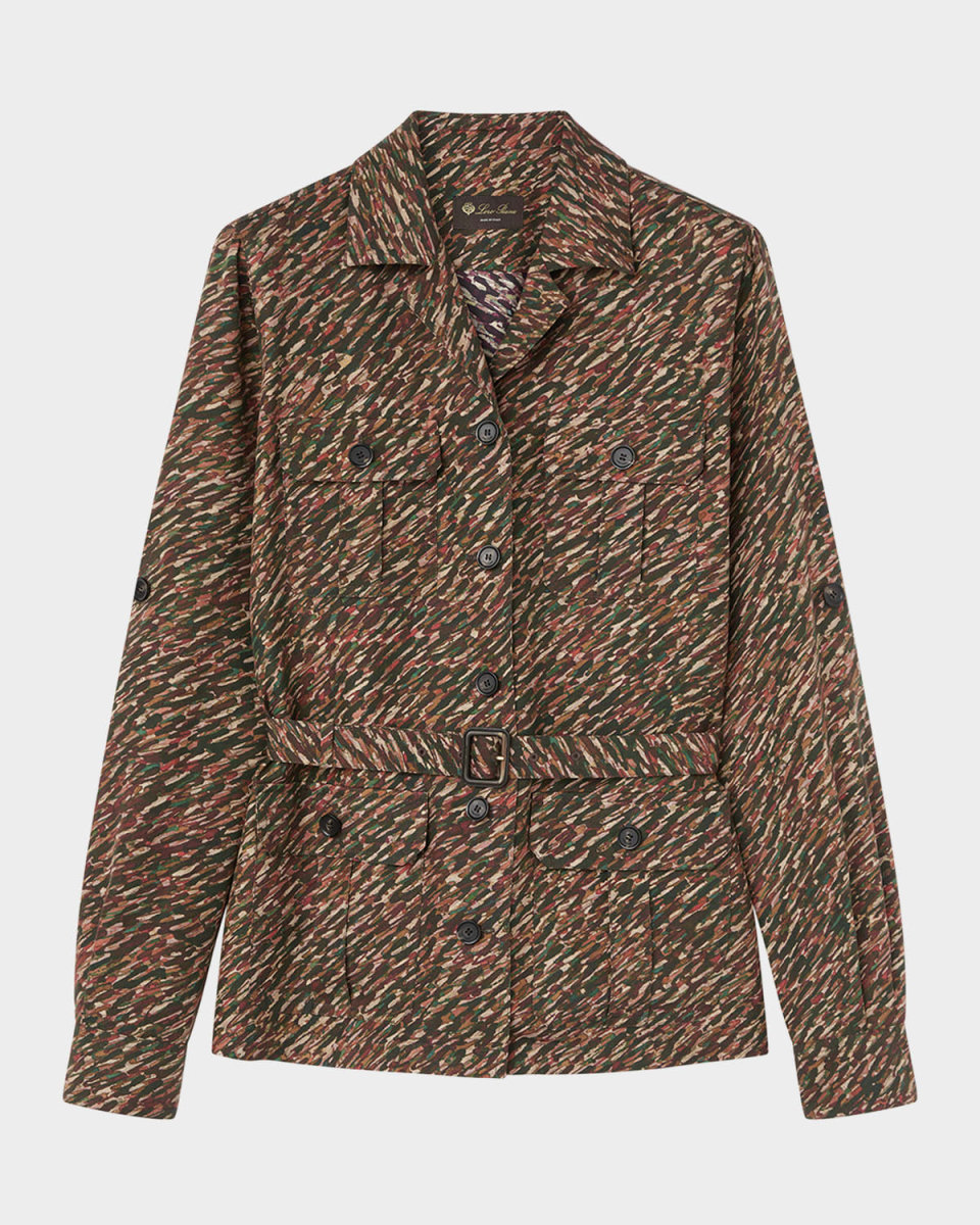 Deanna Belted Andre-Print Shirt Jacket