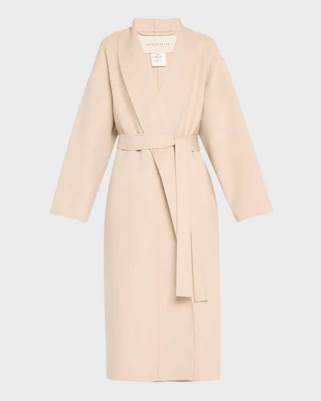 Shawl-Collar Cashmere Wrap Coat