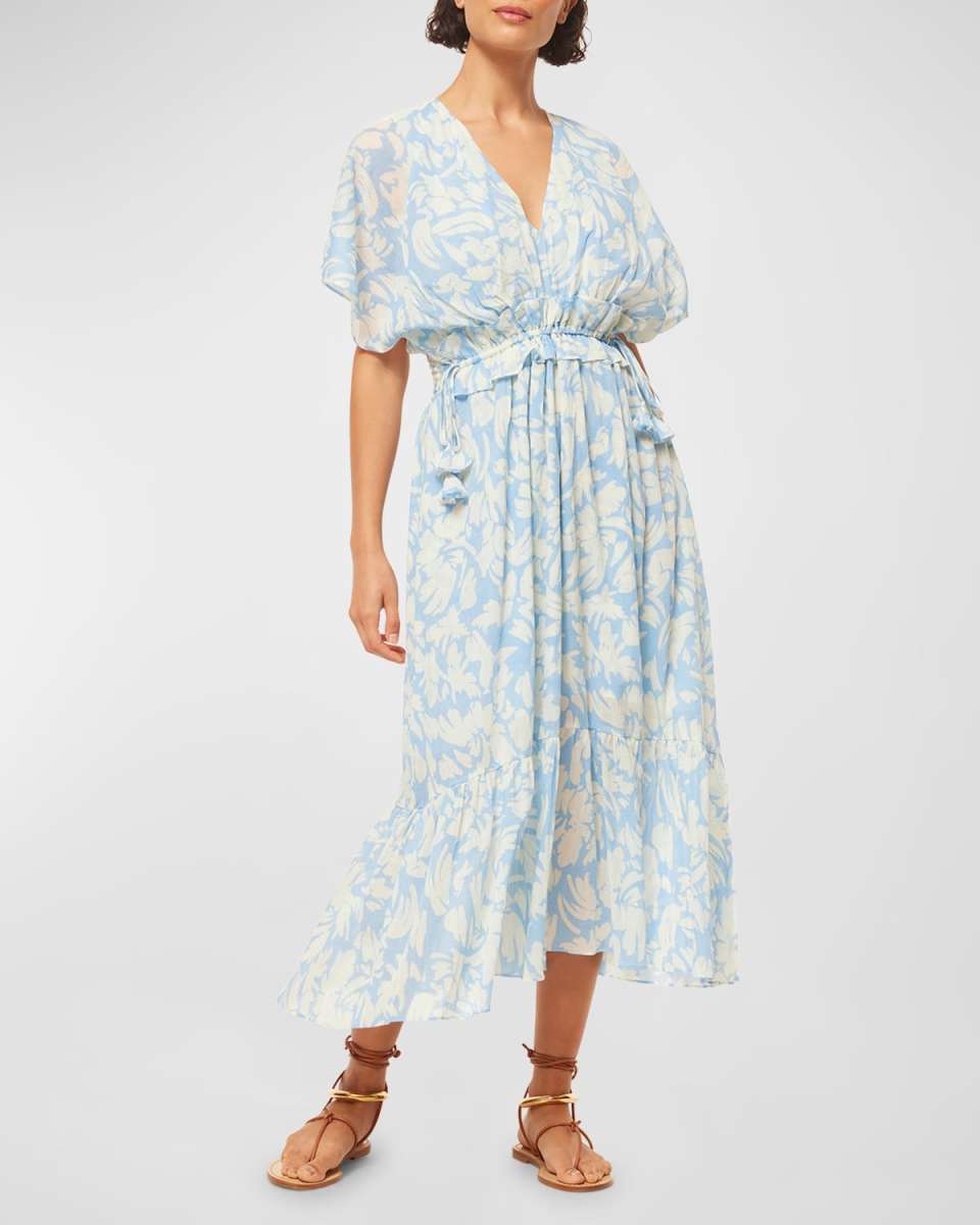 Malia Short-Sleeve A-Line Midi Dress
