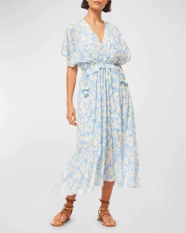 Malia Short-Sleeve A-Line Midi Dress