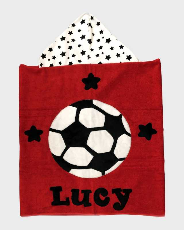 Kid's Soccer Star-Print Hooded Towel, Personalized