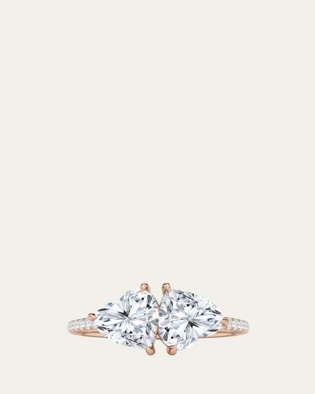 18K Heart Lab Grown Diamond West Pave Twin Ring