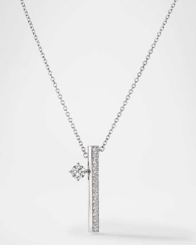 Barre 18K White Gold Floating Diamond Pendant Necklace