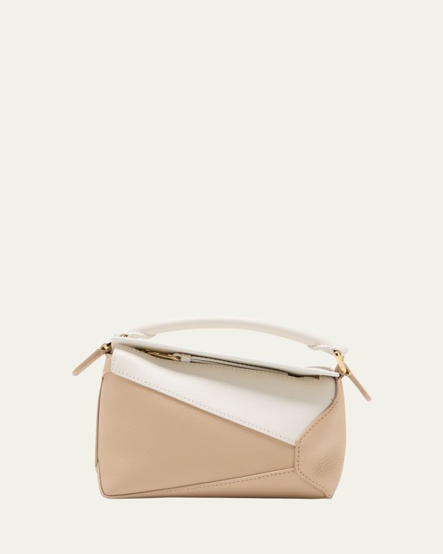 Mini Puzzle Edge Bicolor Top-Handle Bag