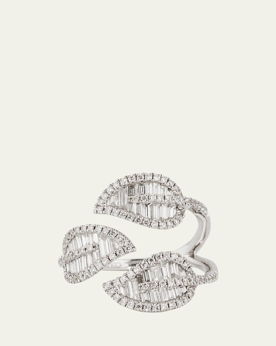 18k White Gold Diamond 3-Leaf Ring