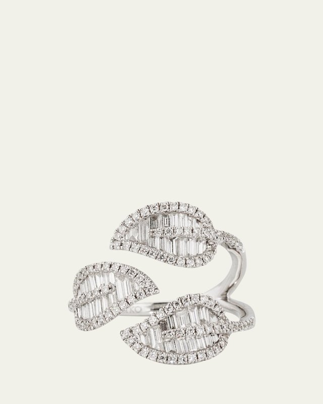 18k White Gold Diamond 3-Leaf Ring
