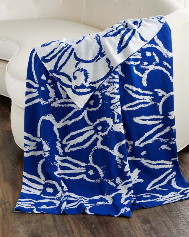 Rabbit Run Blue Cashmere Throw Blanket