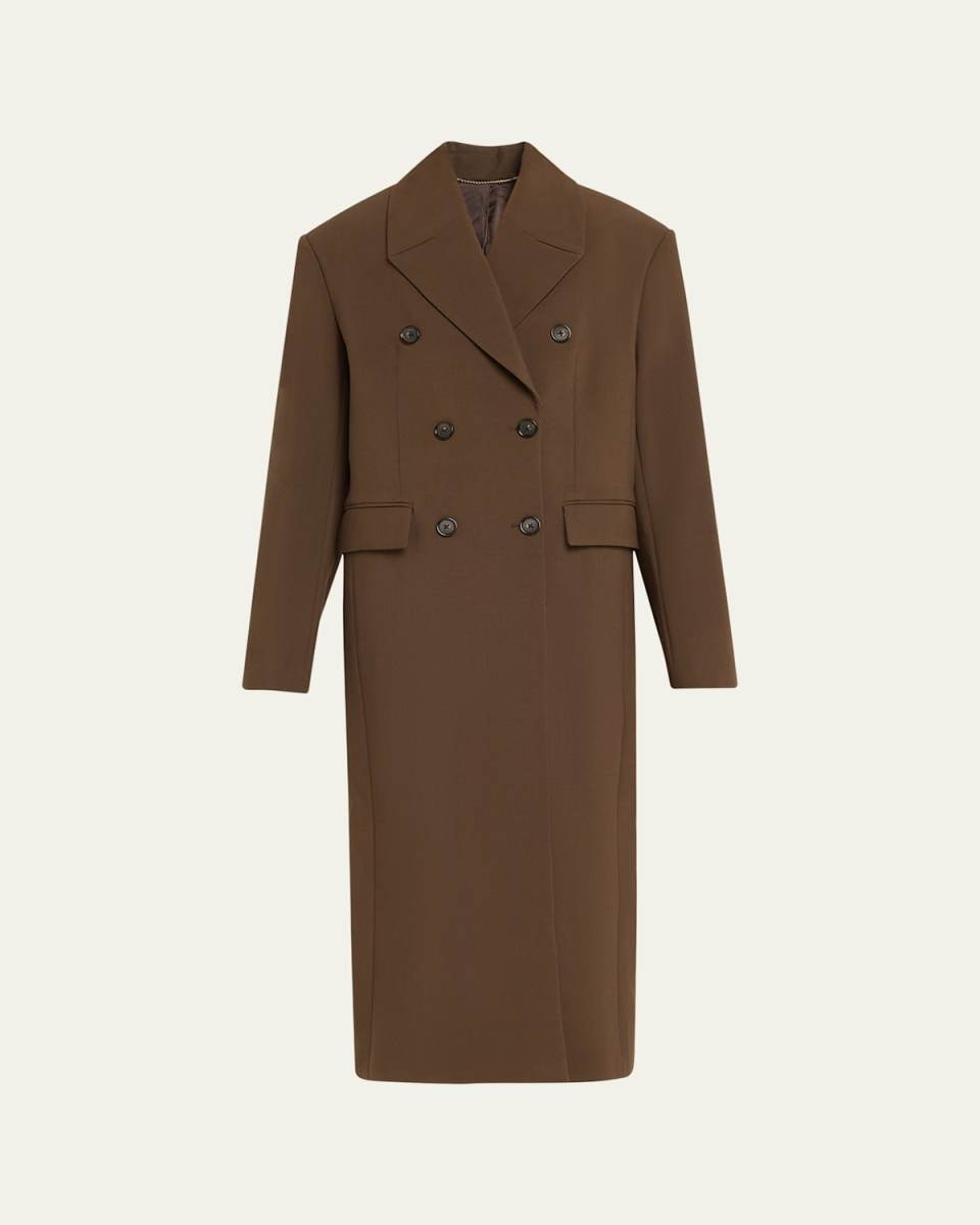 Double-Breasted Oversized Wool Midi Coat